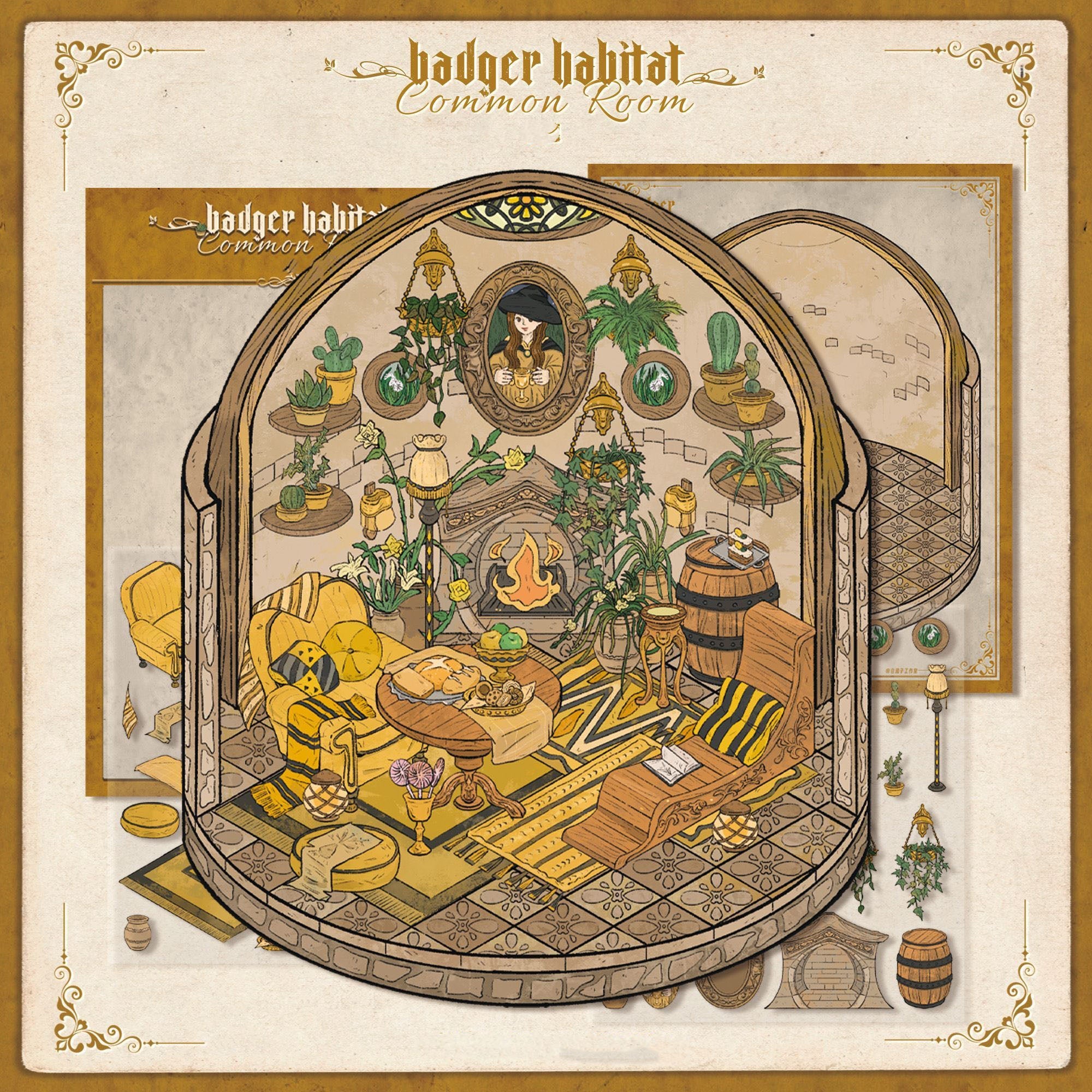 Gilded Gleam 3D Miniature Scene Sticker