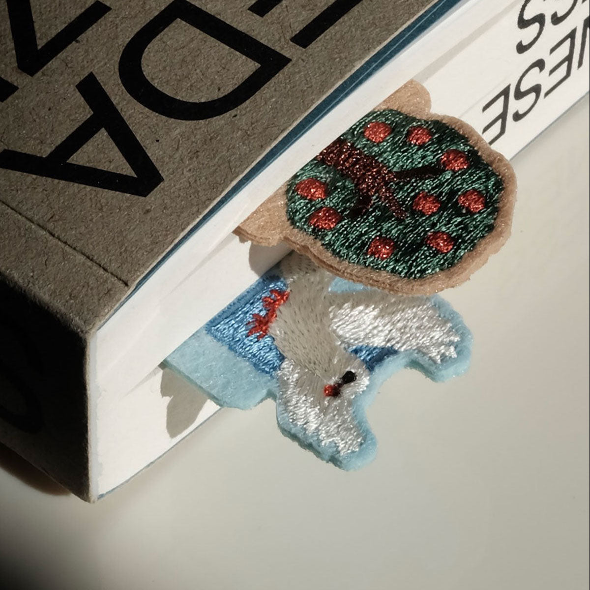 Dove Felt Hand-Embroidered Bookmark