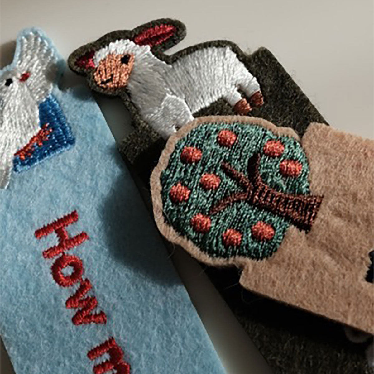 Sheep Felt Hand-Embroidered Bookmark