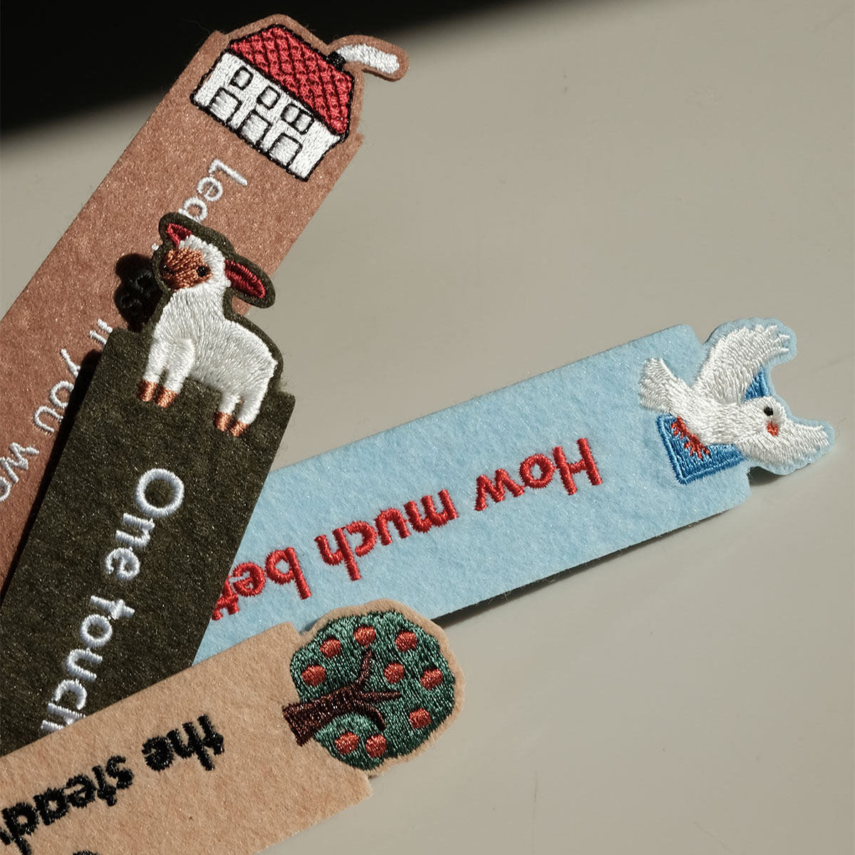 Sheep Felt Hand-Embroidered Bookmark