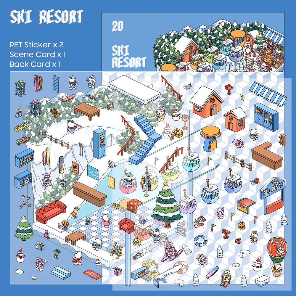 Ski Resort 3D Scene Sticker