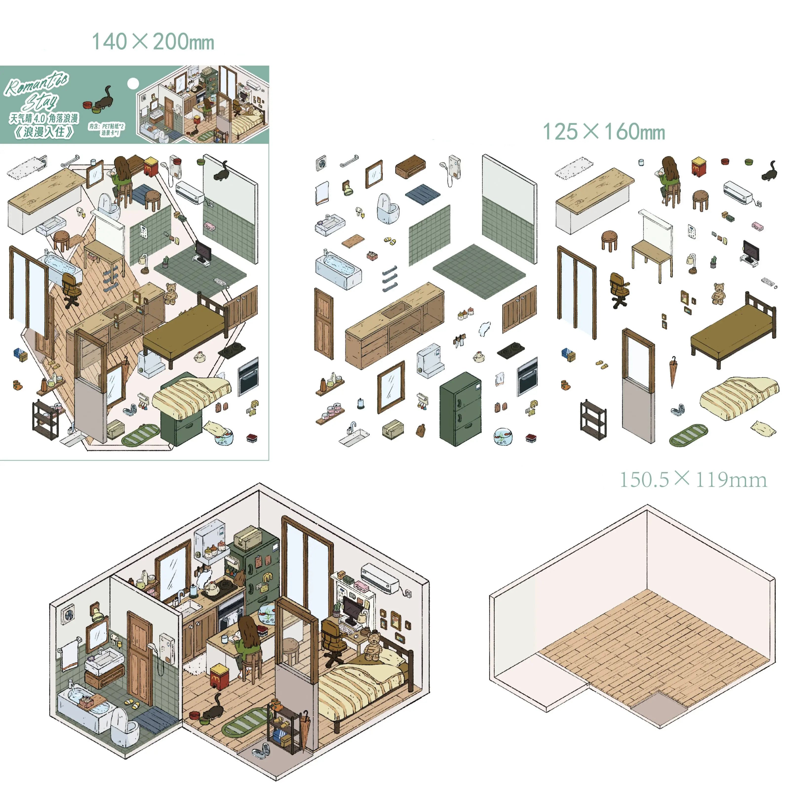Check In to Romance 3D Miniature Scene Sticker