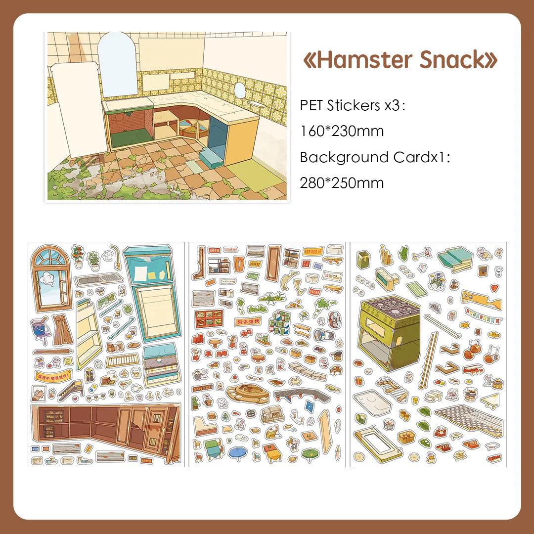 Hamster Snack Street Shop Scene Stickers