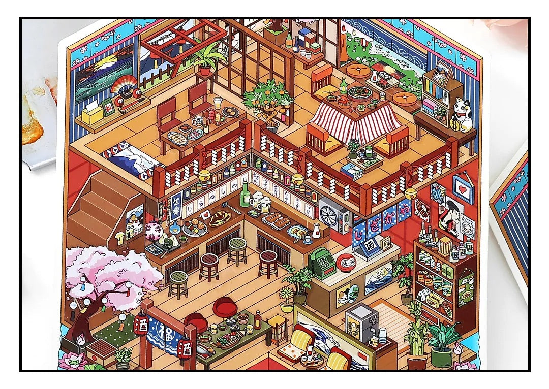 Midnight Diner Shop Scene Stickers