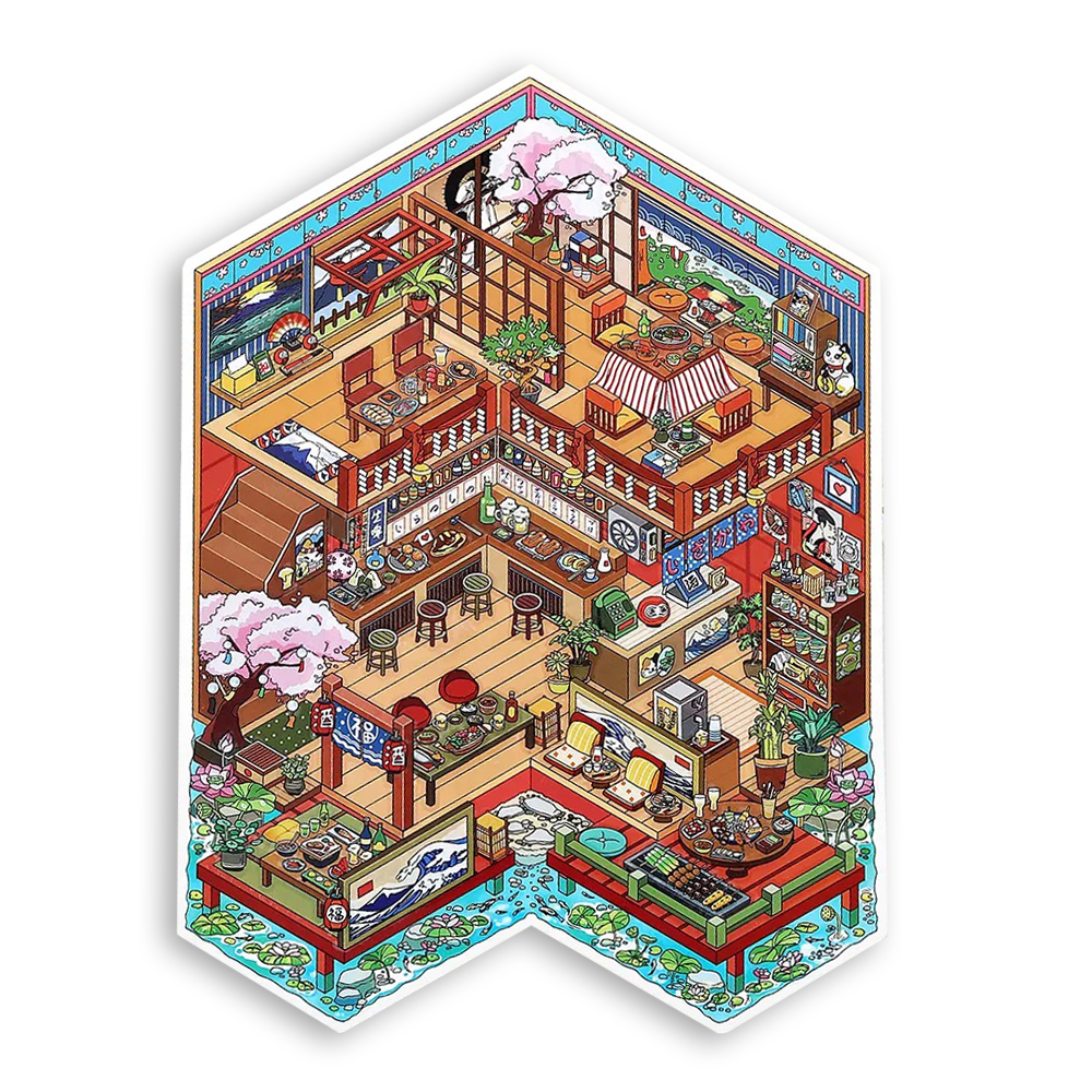 Midnight Diner Shop Scene Stickers