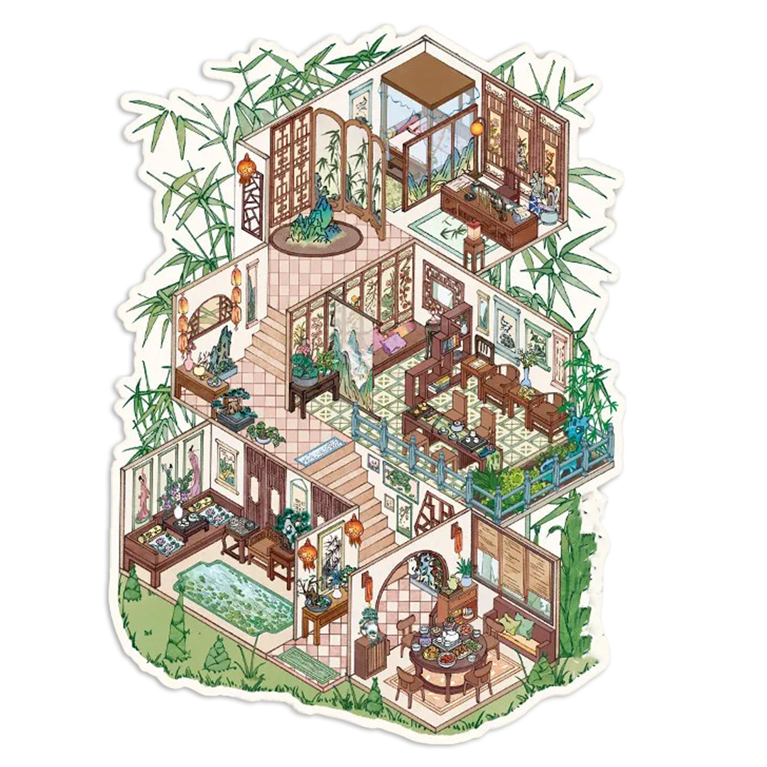 Bamboo Shadow Retreat Room Scene Stickers