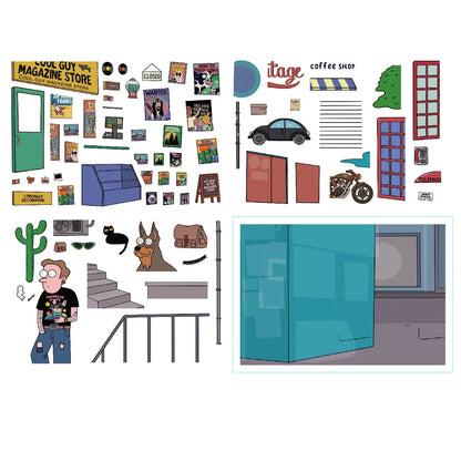 Leather & Thunder 2.5D Miniature Scene Sticker - Qubo