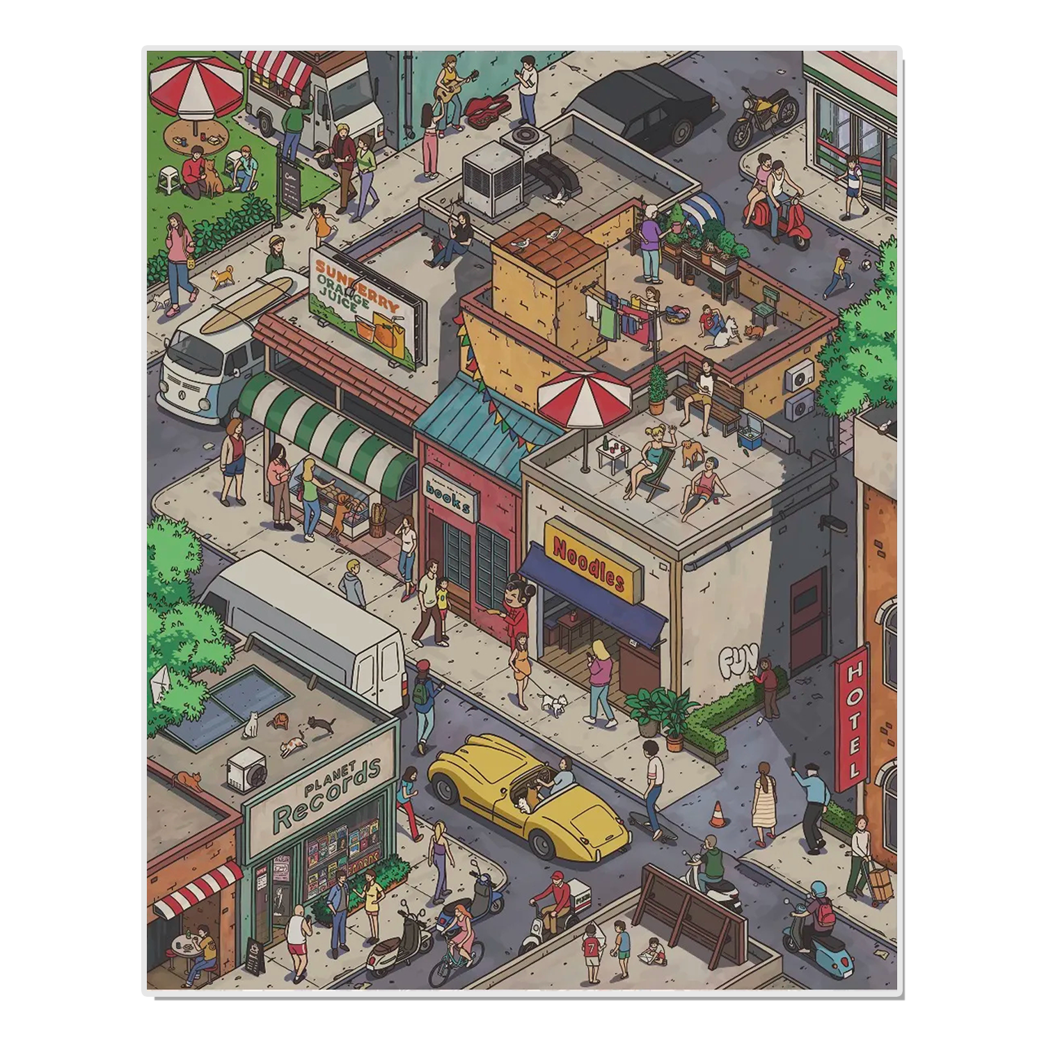 Main Street Memories 3D Miniature Scene Sticker - Qubo