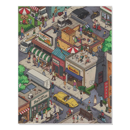 Main Street Memories 3D Miniature Scene Sticker - Qubo
