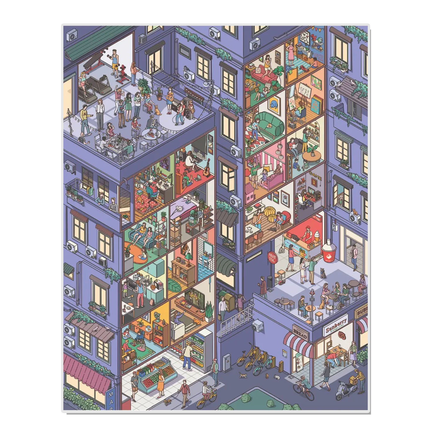 Late At Night 3D Miniature Scene Sticker 