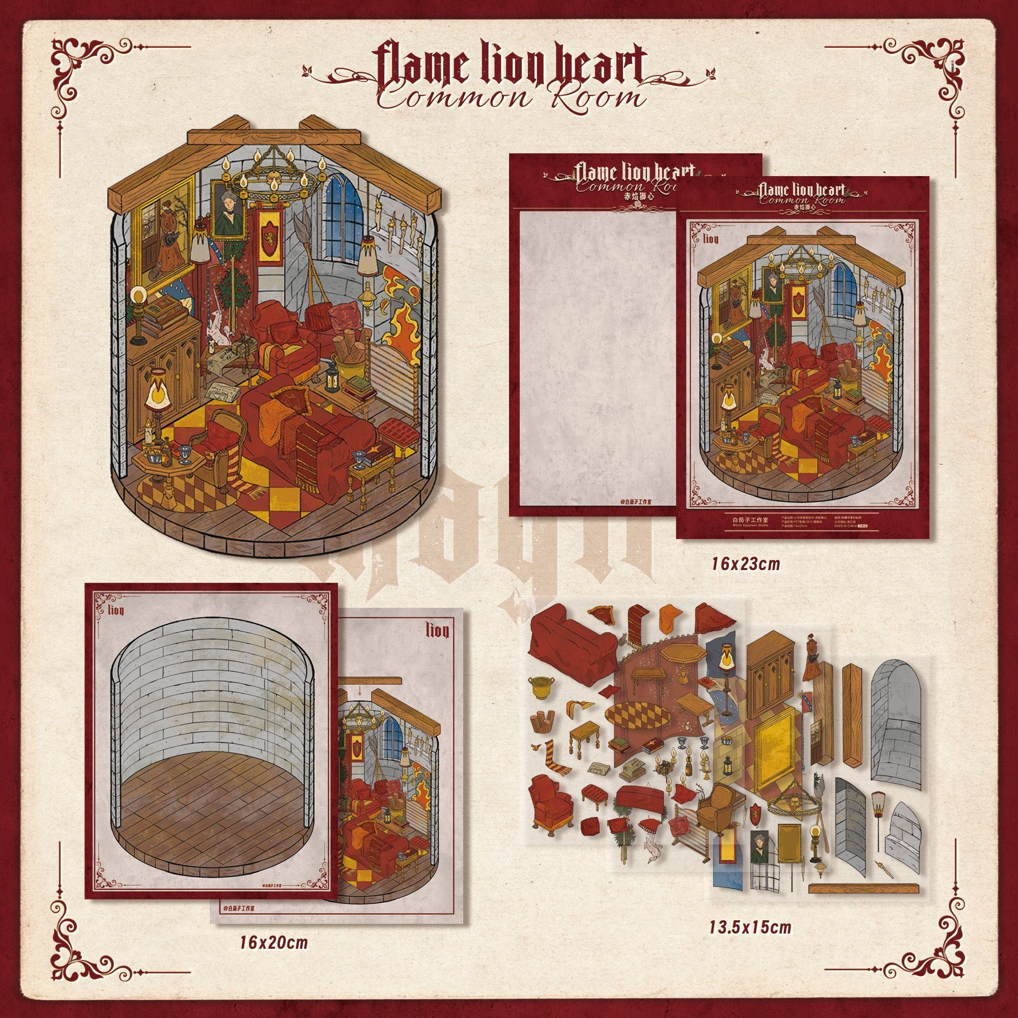 Crimson Ember 3D Miniature Scene Sticker 