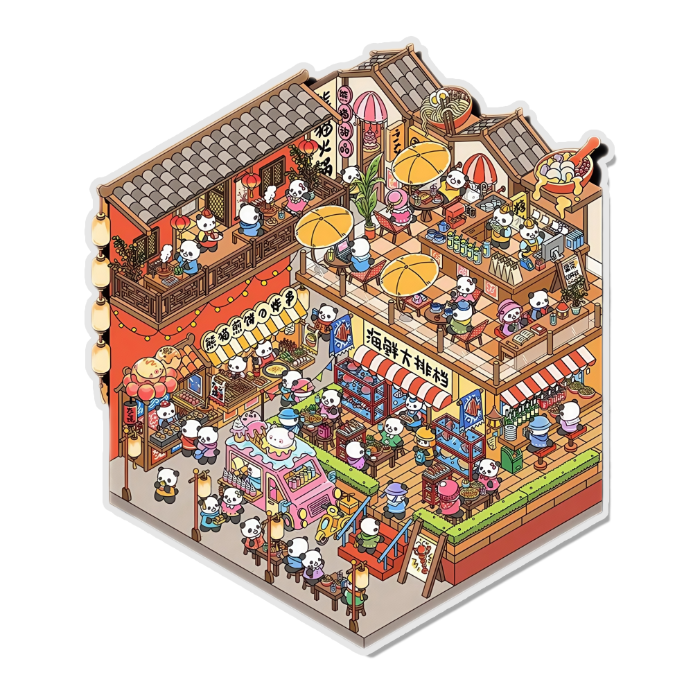 Snack Street 3D Scene Sticker 