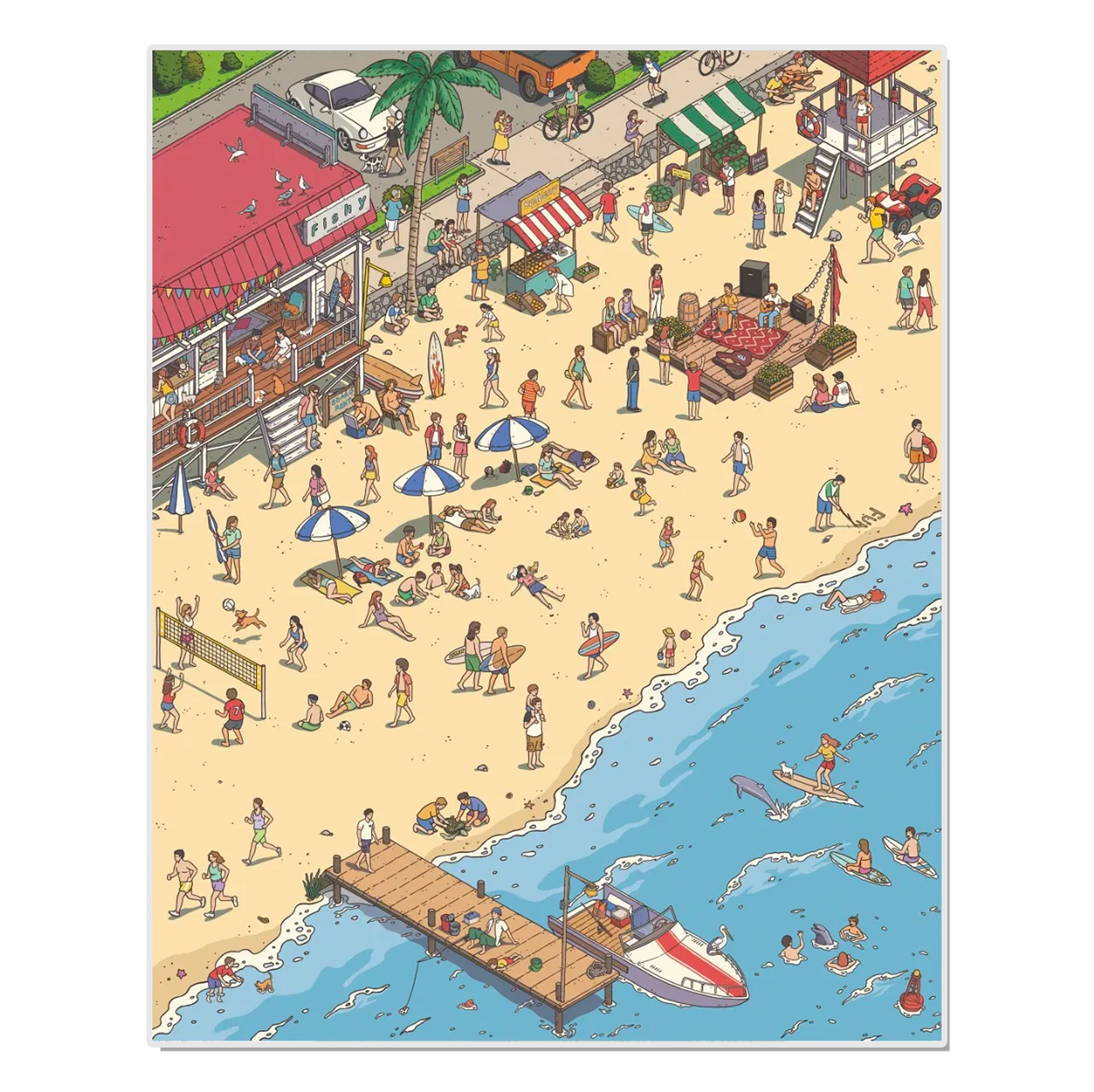 Sun-Kissed Shorelines 3D Miniature Scene Sticker 