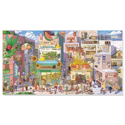 Seasonal Rhythms Town 2.5D Miniature Scene Sticker - Qubo