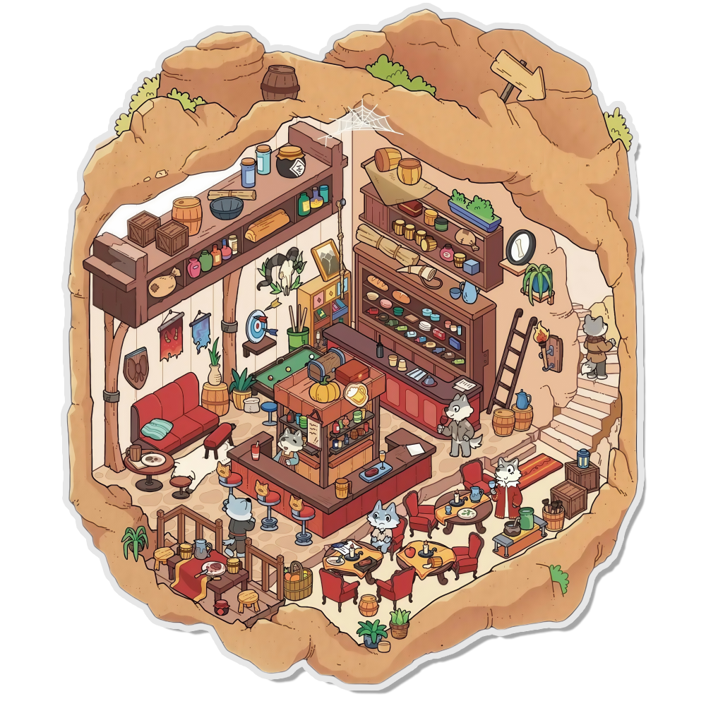 Moonlight Bar 3D Scene Sticker 