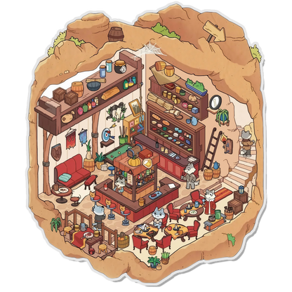 Moonlight Bar 3D Scene Sticker 