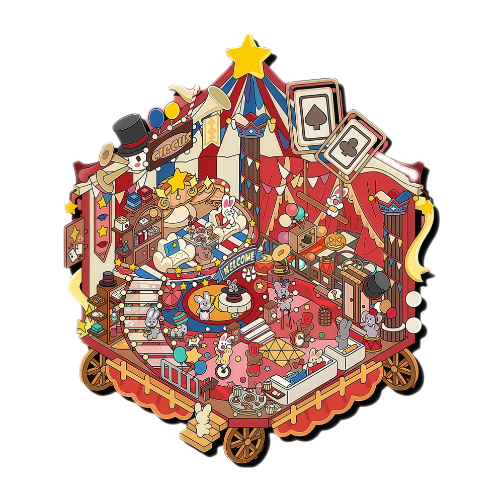 Circus Troupe 3D Scene Sticker 