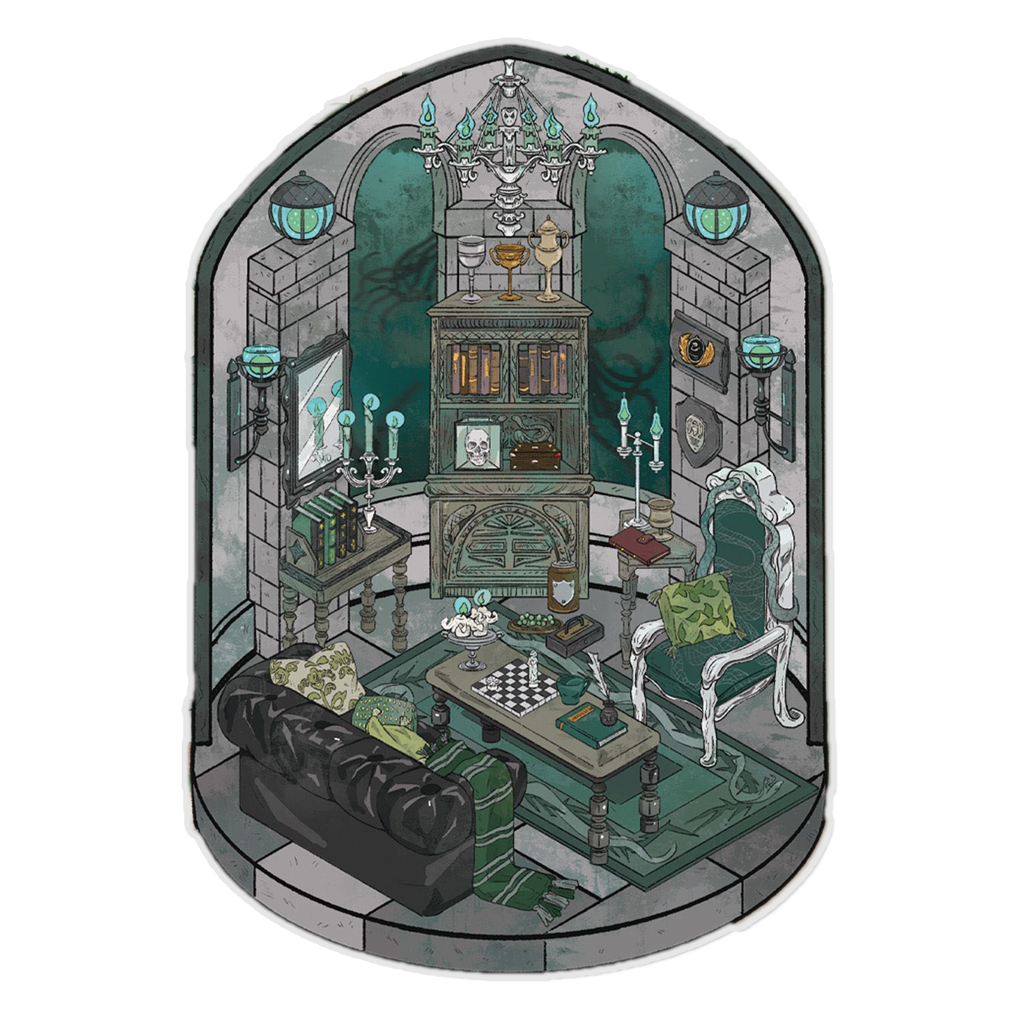 Abyssal Scales 3D Miniature Scene Sticker - Qubo