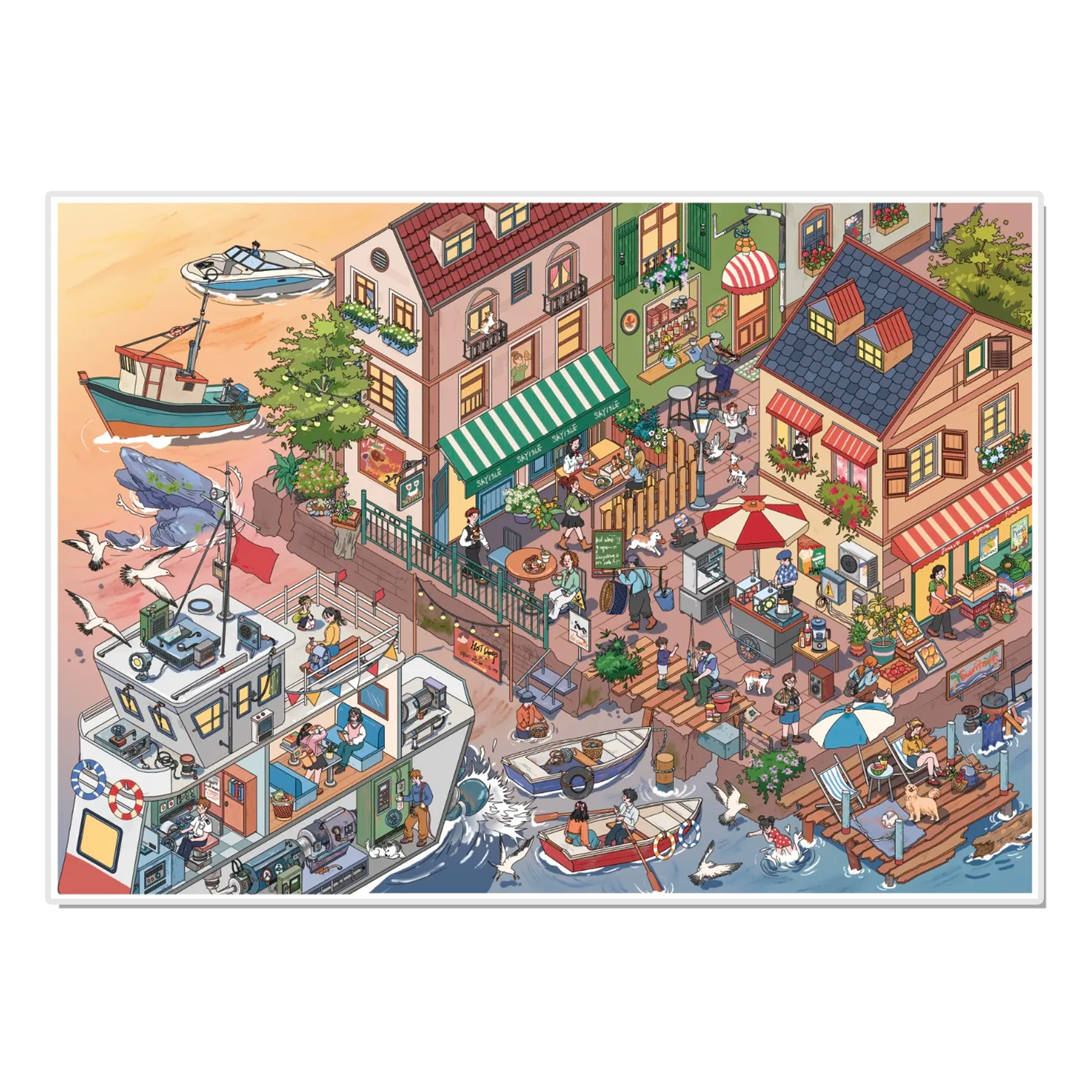 Early Evening 3D Miniature Scene Sticker