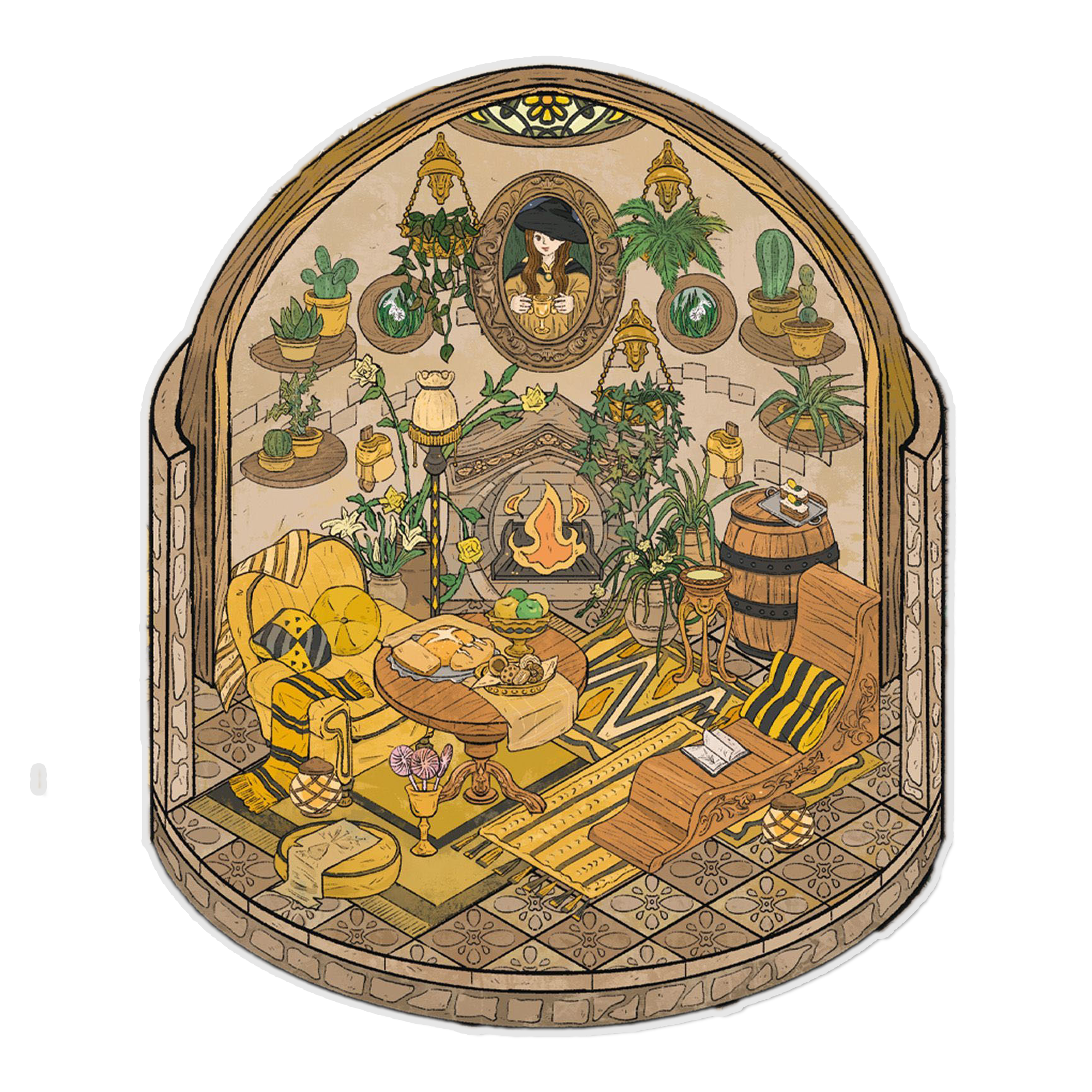 Gilded Gleam 3D Miniature Scene Sticker 
