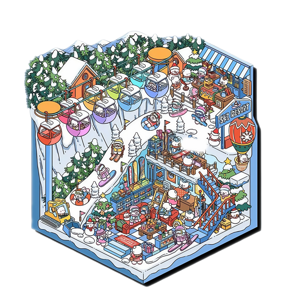 Ski Resort 3D Scene Sticker 