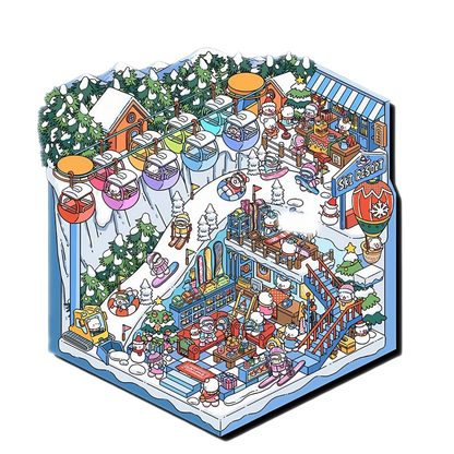 Ski Resort 3D Scene Sticker 