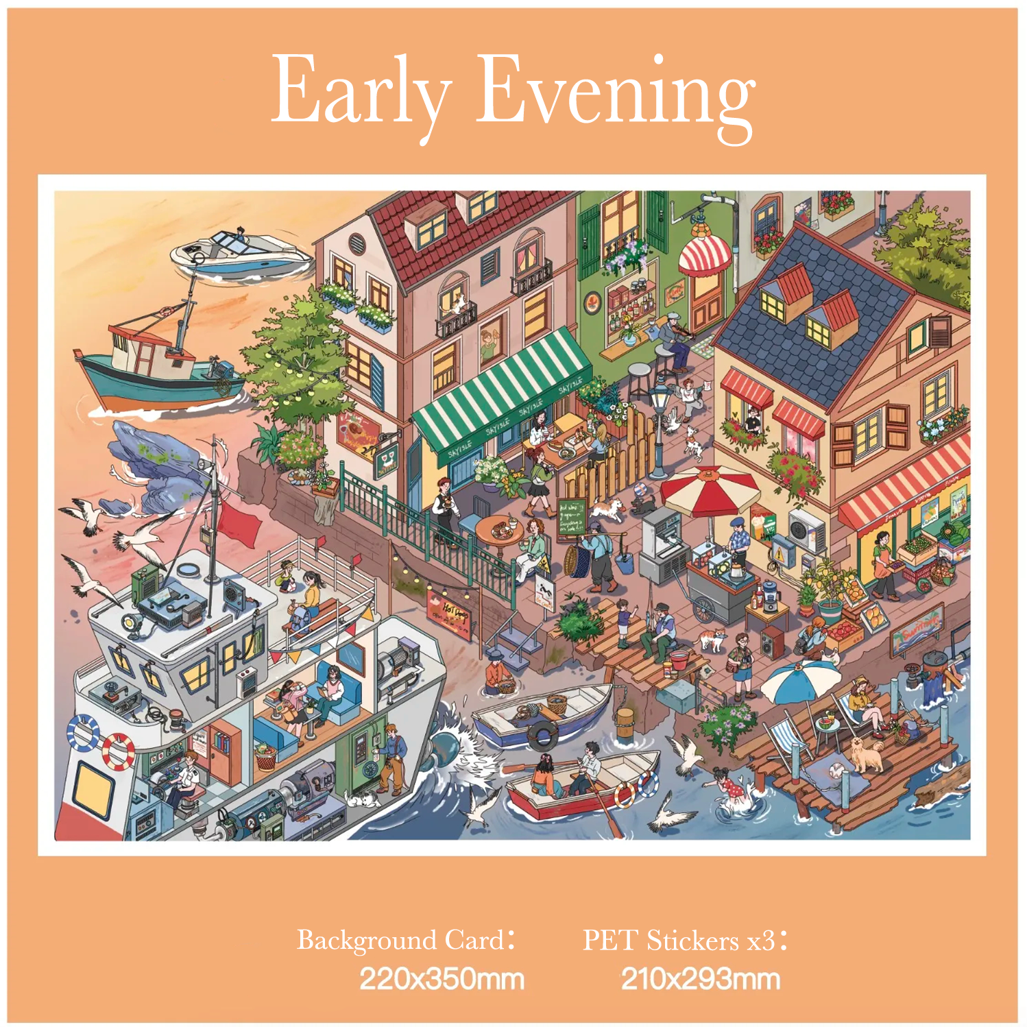 Early Evening 3D Miniature Scene Sticker 