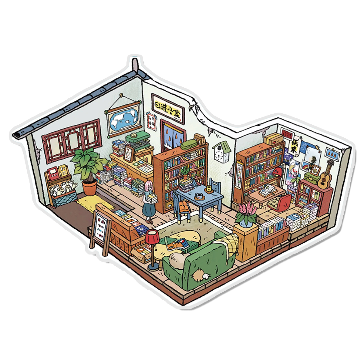 Lane's End Bookshop 3D Miniature Scene Sticker 