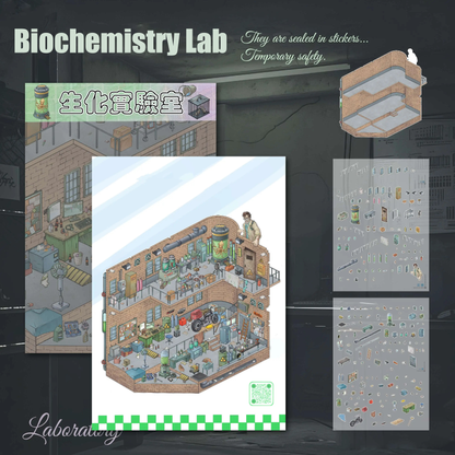 Biochemistry Lab 3D Miniature Scene Sticker 