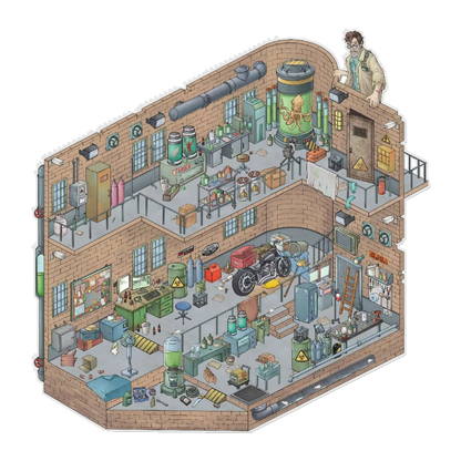 Biochemistry Lab 3D Miniature Scene Sticker 