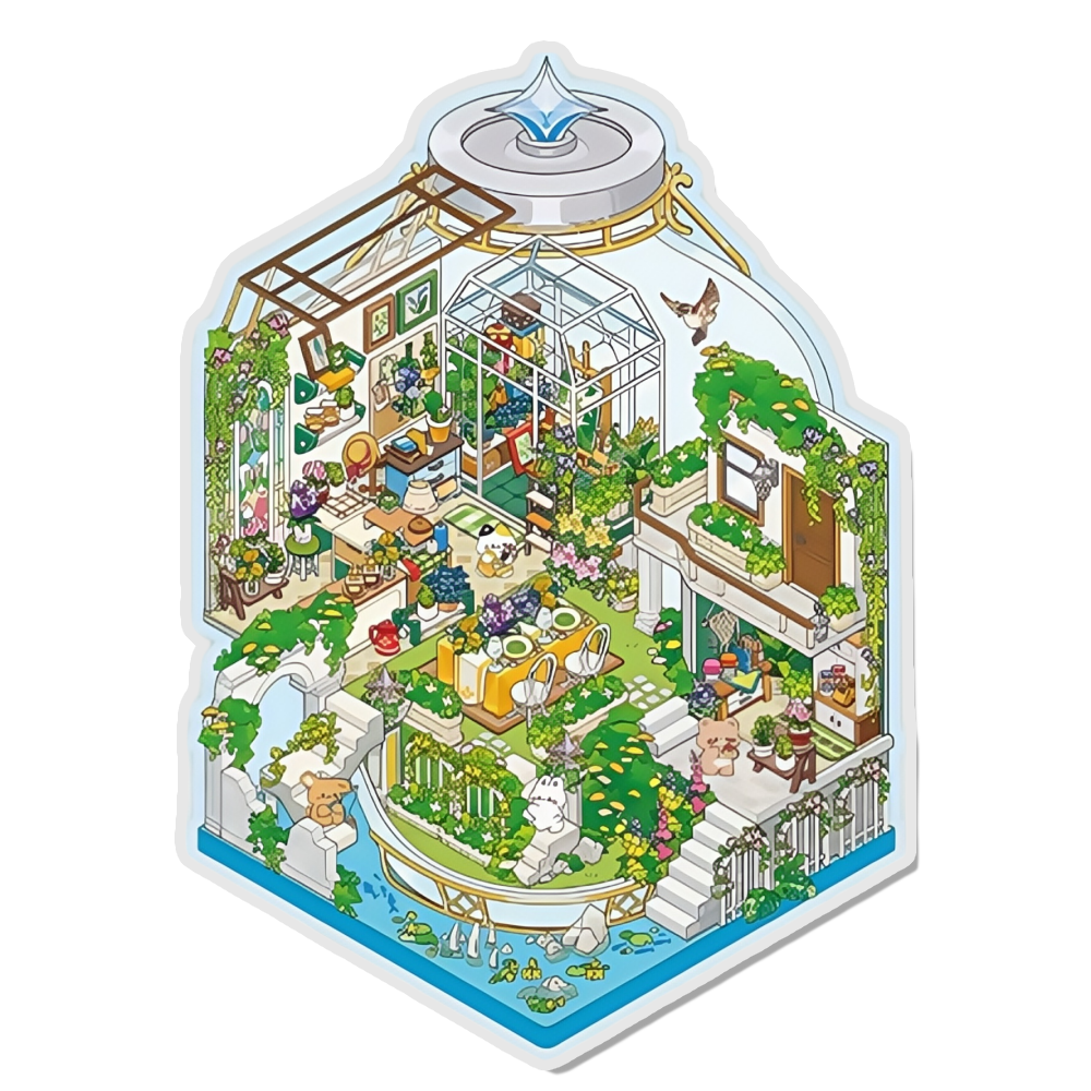 Bloom Cafe 3D Scene Sticker 