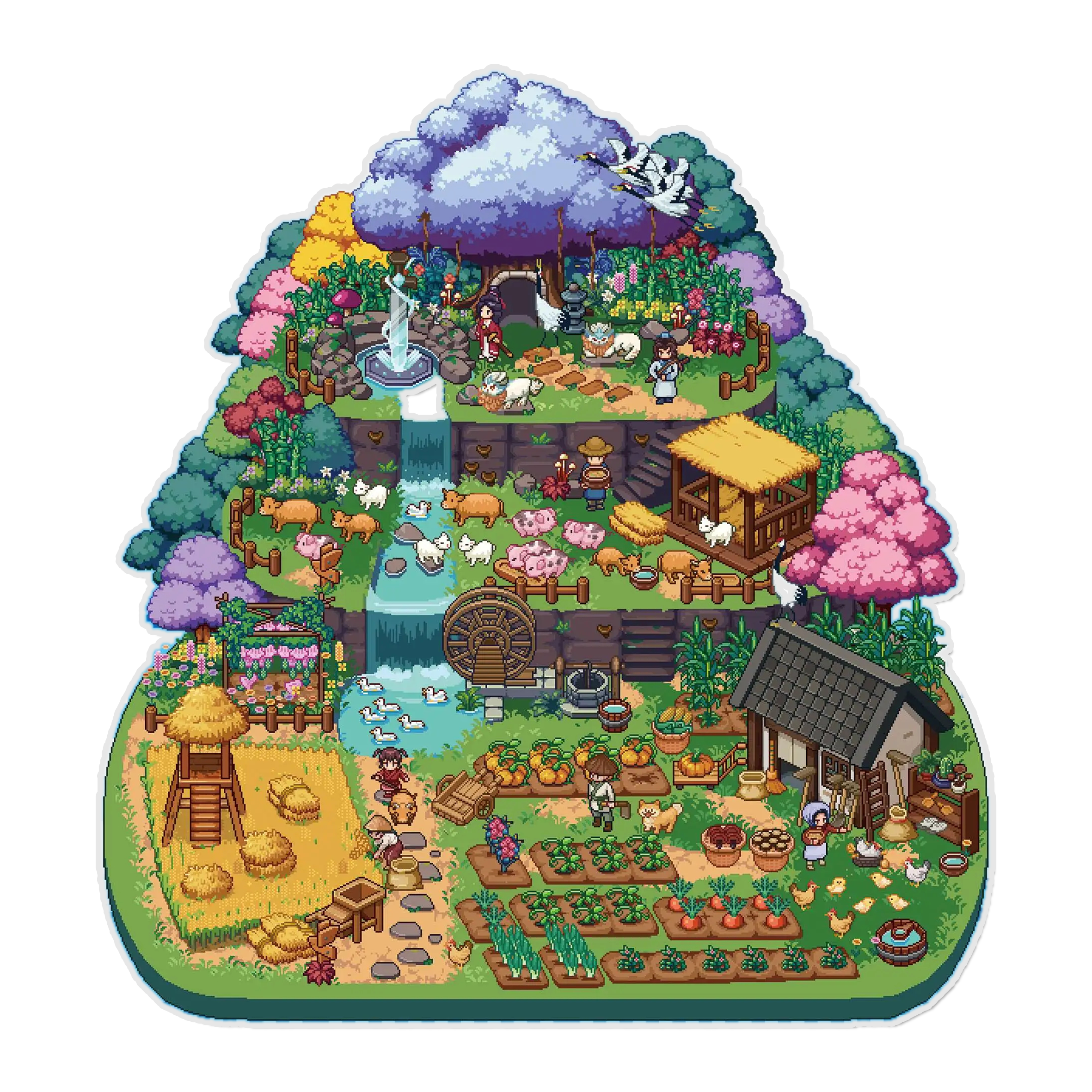 Cloud-Hidden Cliff 3D Miniature Scene Sticker 