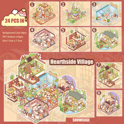 Hearthside Village 3D Scene Sticker Book 