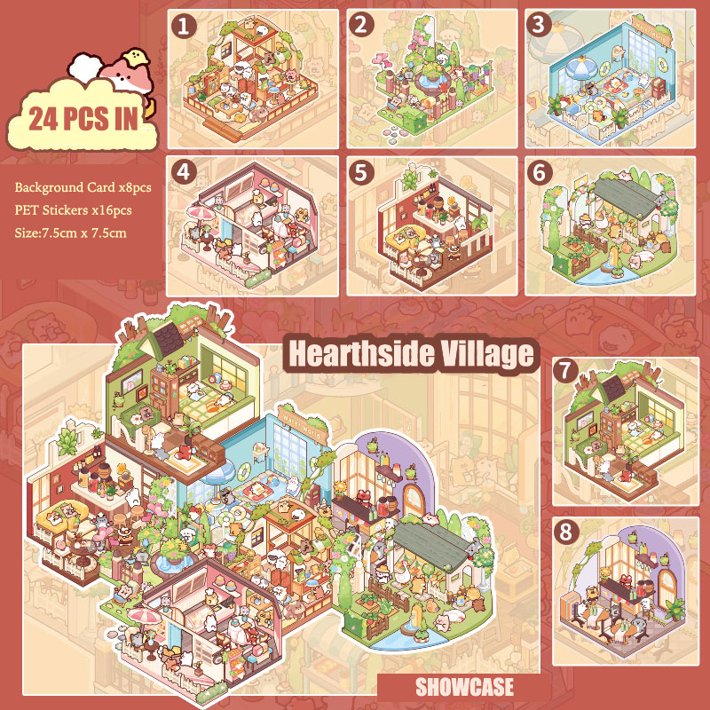 Hearthside Village 3D Scene Sticker Book 