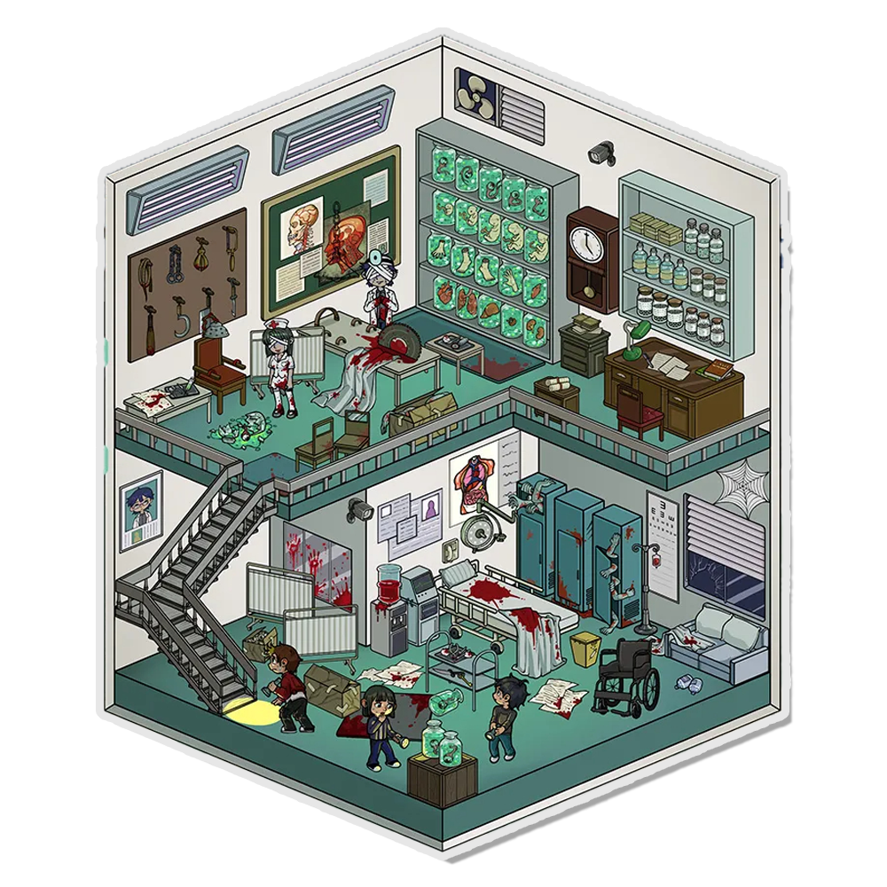 Hospital Escape Room 3D Miniature Scene Sticker 
