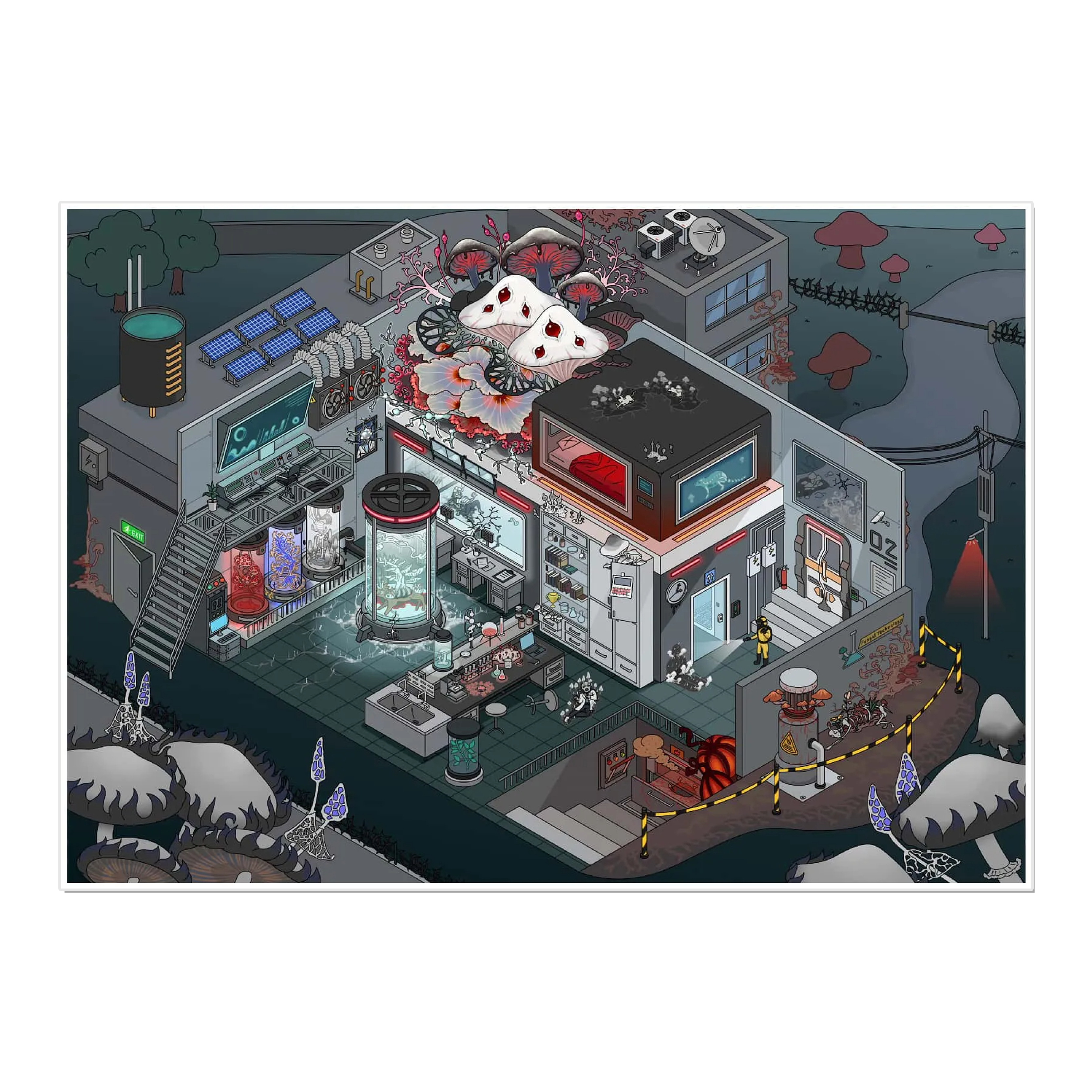 Mycelium Leakage Laboratory 3D Miniature Scene Sticker 