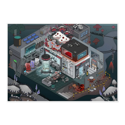 Mycelium Leakage Laboratory 3D Miniature Scene Sticker 