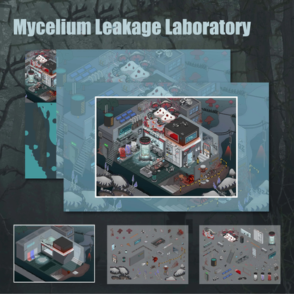 Mycelium Leakage Laboratory 3D Miniature Scene Sticker 