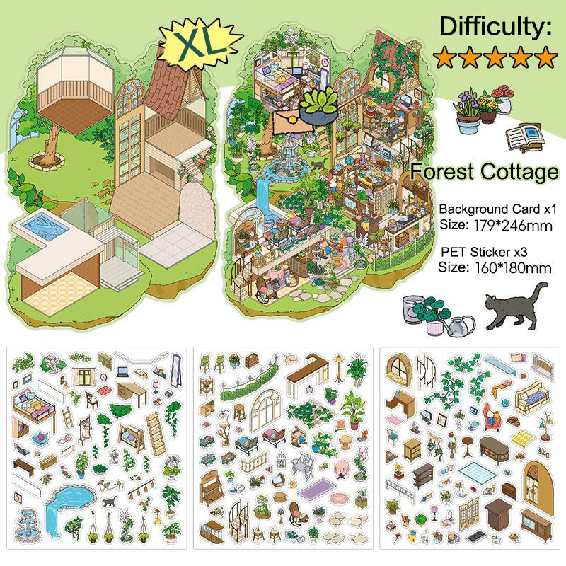 Forest Cottage 3D Scene Sticker 
