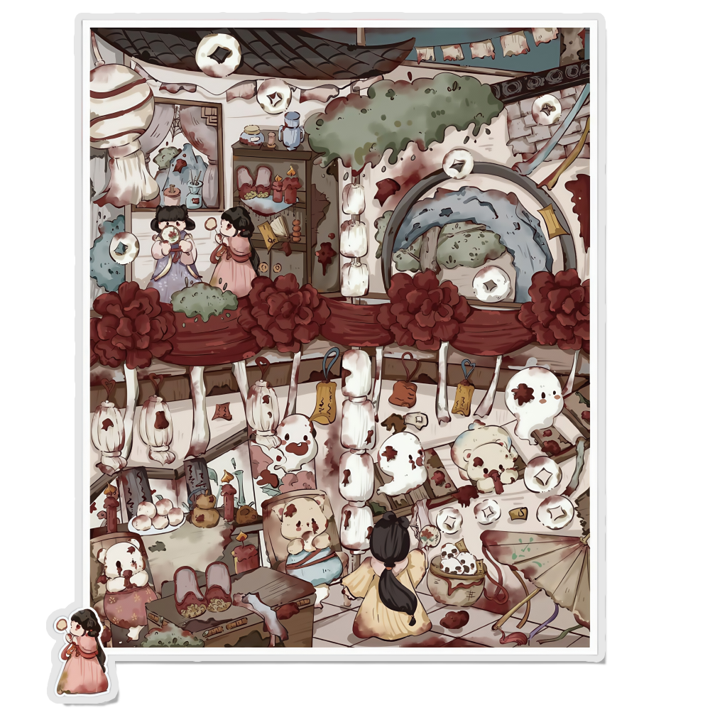 Old House Secret 3D Scene Sticker 