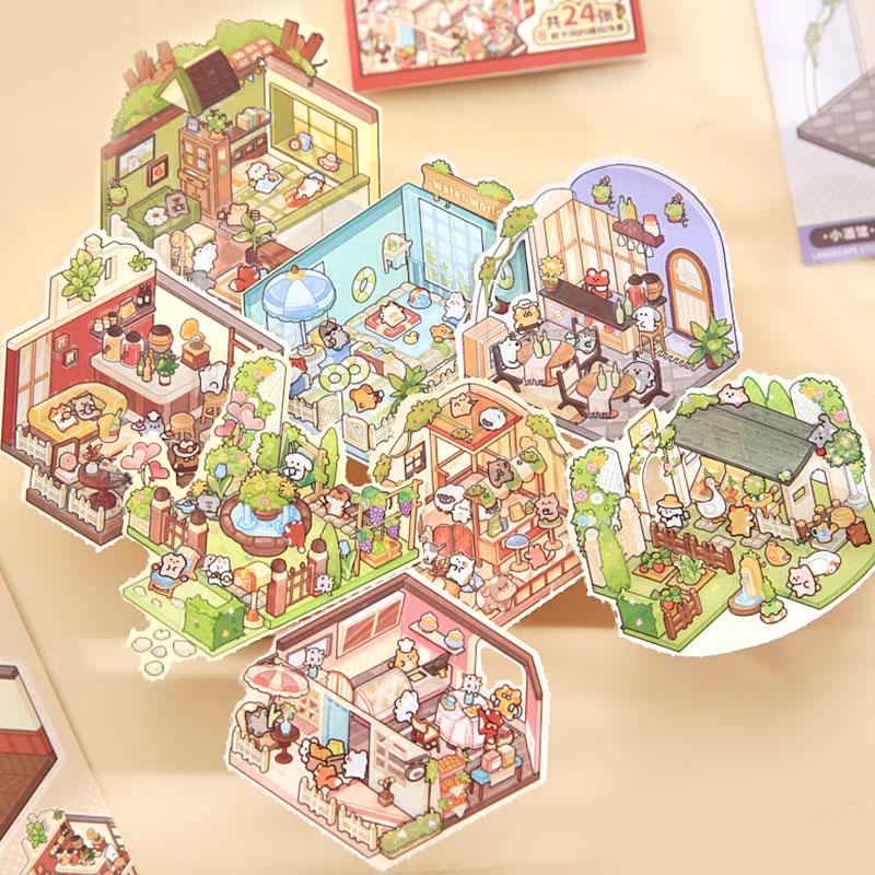 Hearthside Village 3D Scene Sticker Book 