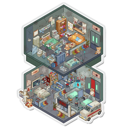 Quiet Hospital 3D Scene Sticker 