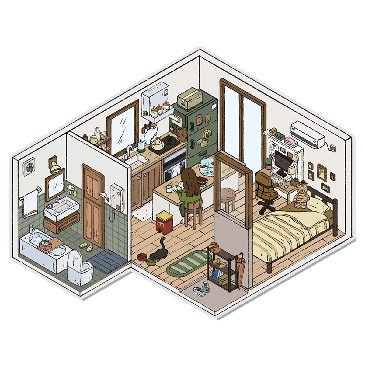 Check In to Romance 3D Miniature Scene Sticker 