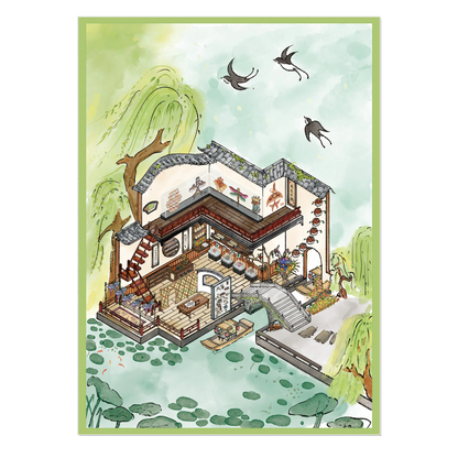 Sky-Scribe Kite 3D Miniature Scene Sticker 