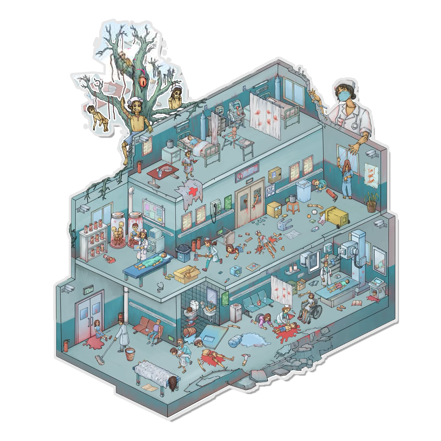 The Doll Hospital 3D Miniature Scene Sticker 