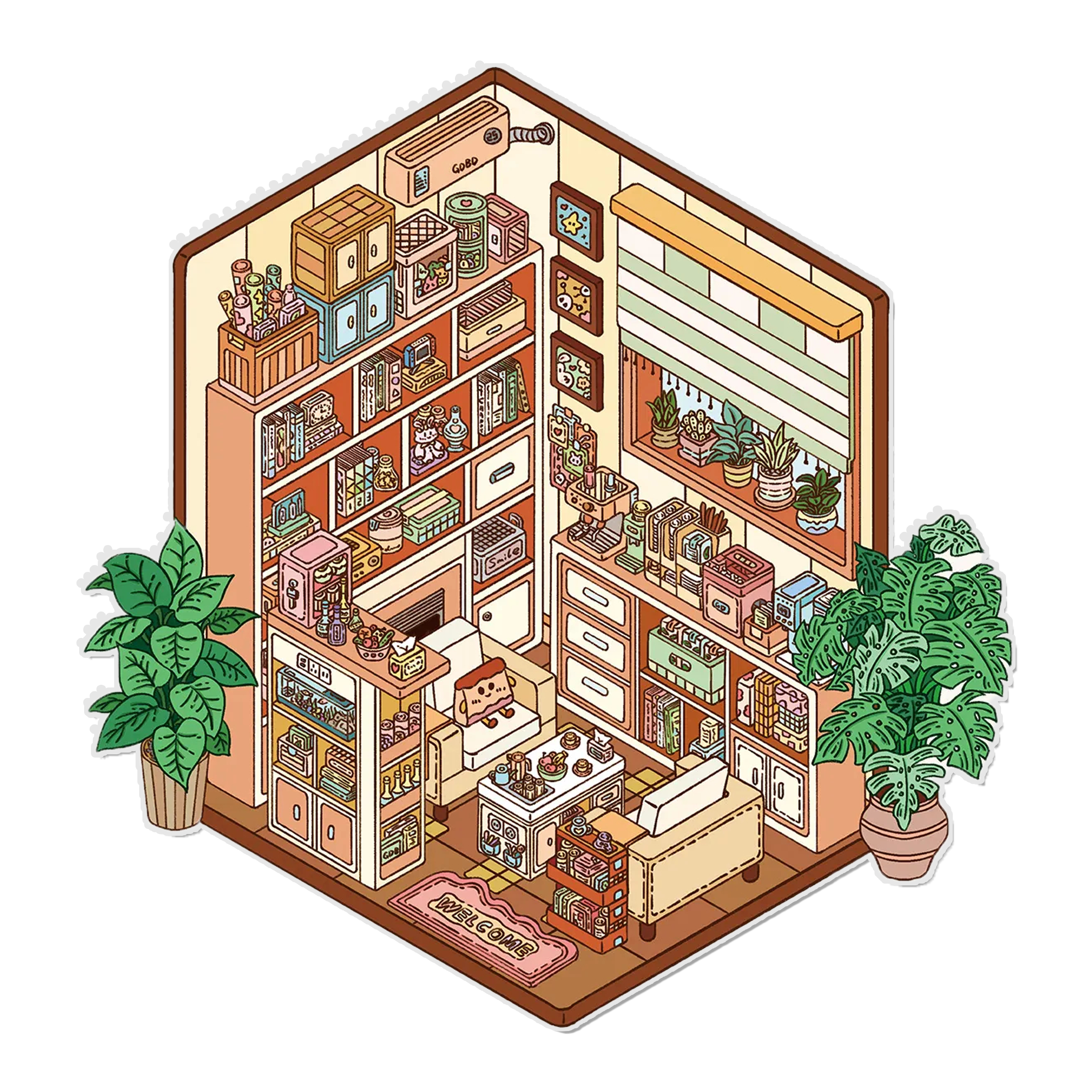 The Hearth Room 3D Miniature Scene Sticker 
