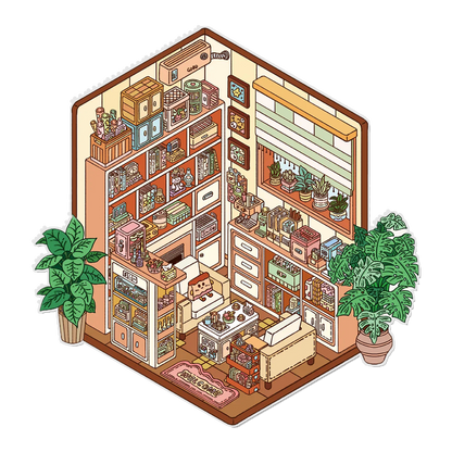 The Hearth Room 3D Miniature Scene Sticker 