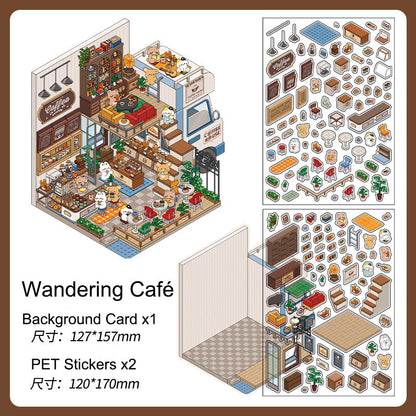Wandering Café 3D Scene Sticker 