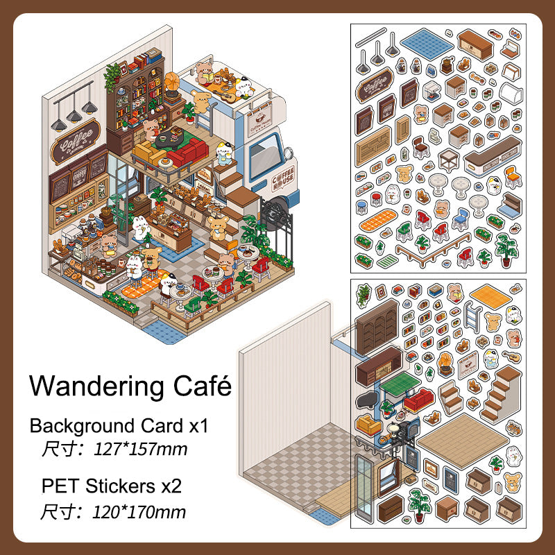 Wandering Café 3D Scene Sticker 