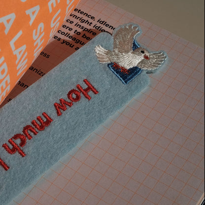 Dove Felt Hand-Embroidered Bookmark